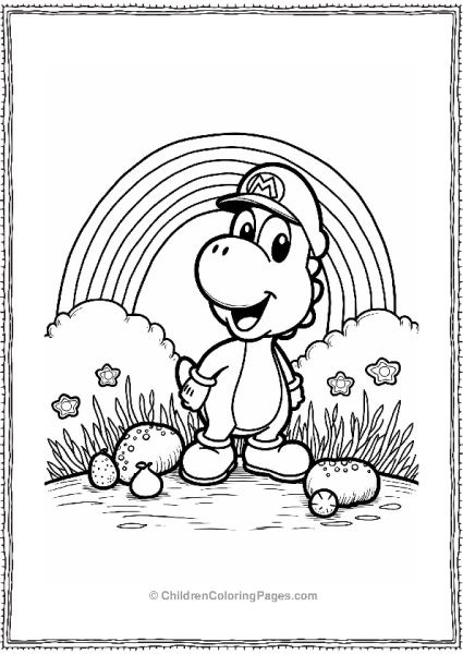 Yoshi Under A Vibrant Rainbow Free PDF Printable