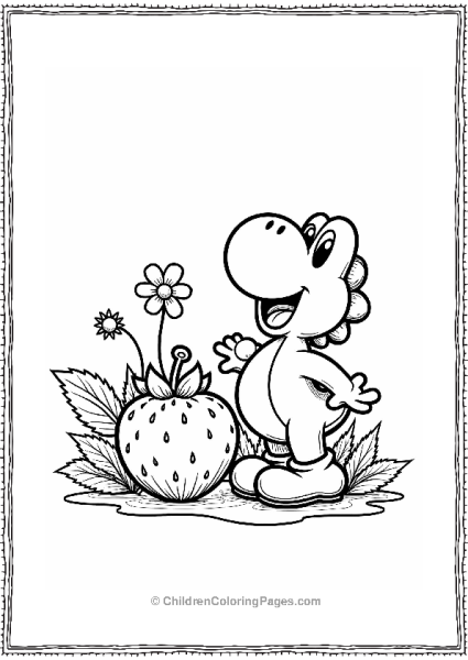 Yoshi With A Giant Strawberry Free PDF Printable