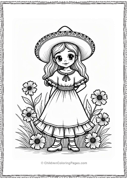 Young Girl In Vibrant Mexican Dress Free PDF Printable