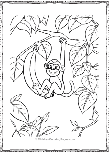 A Banana And A Monkey Swinging On Vines Free PDF Printable