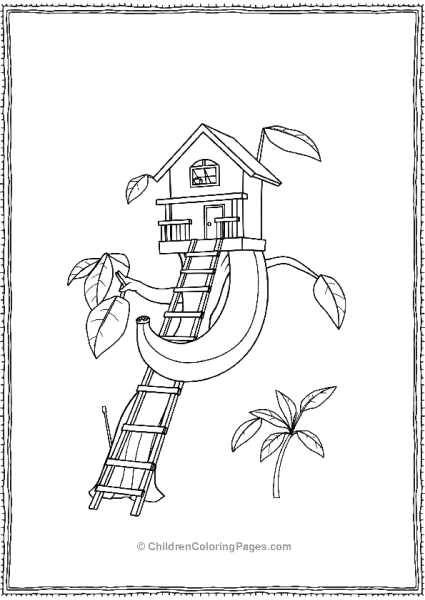 A Banana Climbing A Ladder To A Treehouse Free PDF Printable