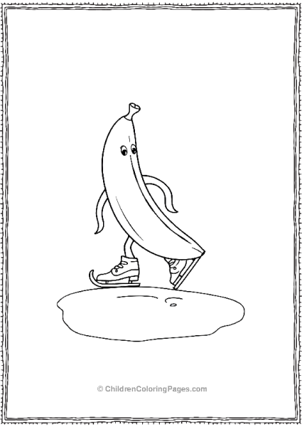 A Banana Ice Skating On A Frozen Pond Free PDF Printable