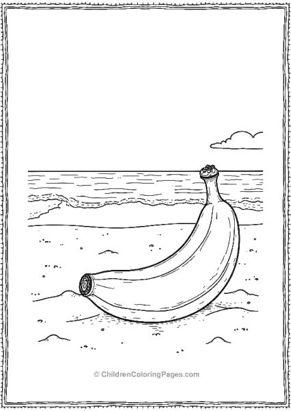 A Banana On A Sandy Beach With Ocean Waves Free PDF Printable