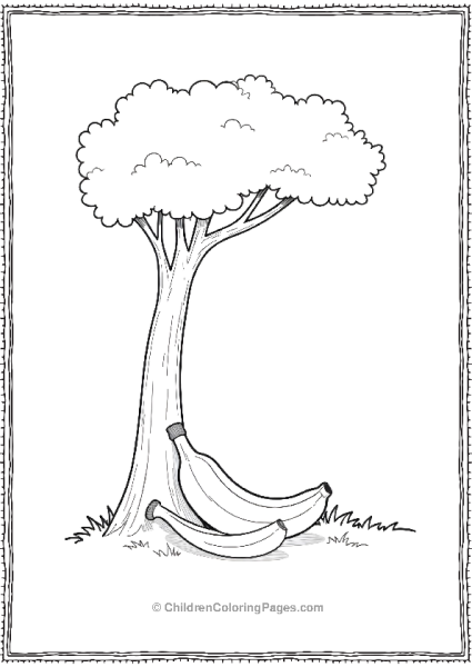 A Banana Reading Under A Large Tree Minimalist Detail Free PDF Printable