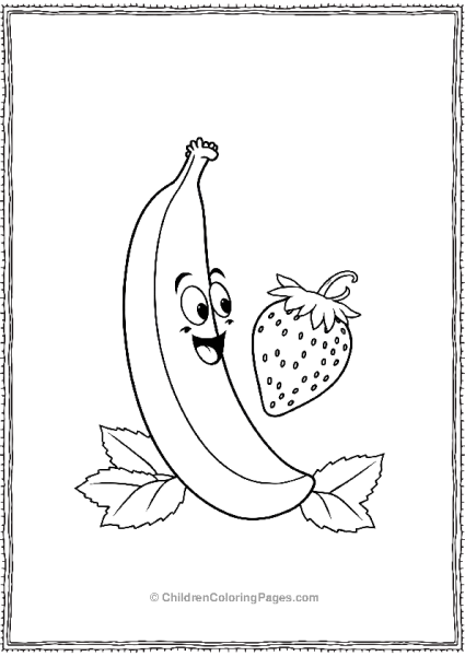 A Banana Talking To A Strawberry Minimalist Detail Free PDF Printable