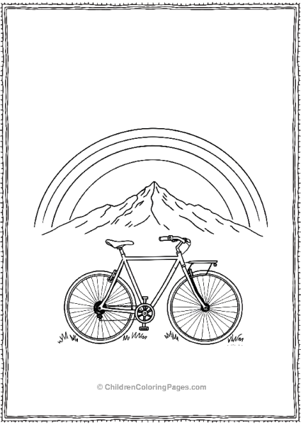 A Bicycle Under A Rainbow With A Mountain Range Free PDF Printable