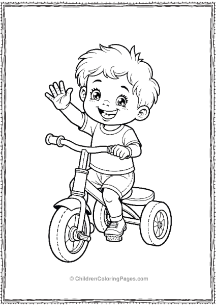 A Child On A Tricycle Joyfully Waving Free PDF Printable