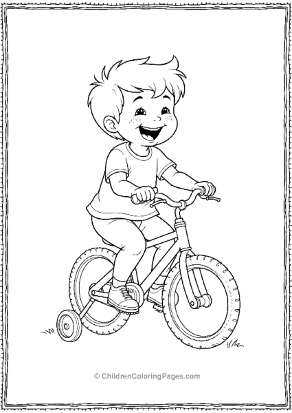 A Child Sitting On A Bicycle Laughing Free PDF Printable