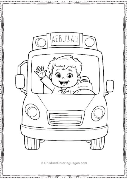 A Child Waving From An Ambulance Free PDF Printable