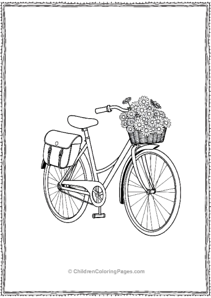 A Classic Bicycle With A Saddlebag And A Bouquet Of Flowers Free PDF Printable