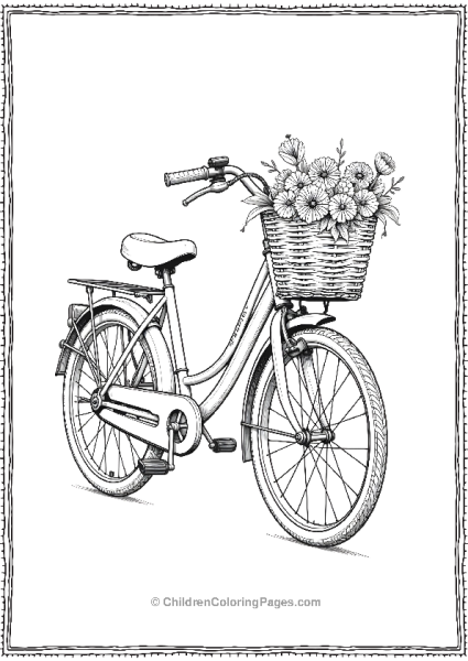 A Classic Bicycle With A Wicker Basket Free PDF Printable