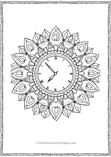 A Clock Embedded In A Simplified Pattern Free PDF Printable