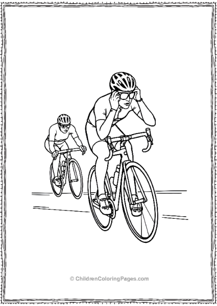 A Cyclist Adjusting Their Helmet While Riding Free PDF Printable