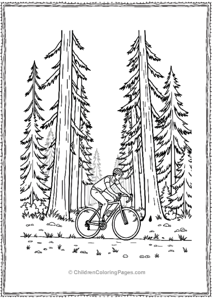 A Cyclist Pedaling Through A Forest Free PDF Printable