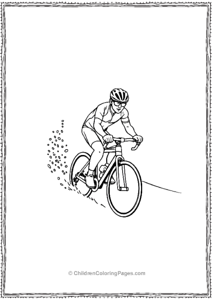 A Cyclist Riding Downhill In A Dusty Trail Free PDF Printable