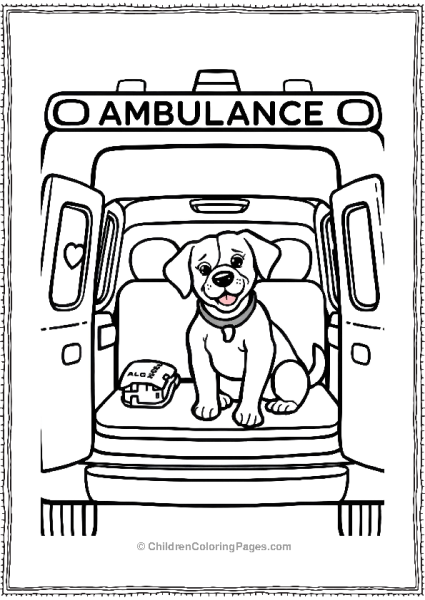 A Dog Being Transported On Animal Rescue Ambulance Free PDF Printable