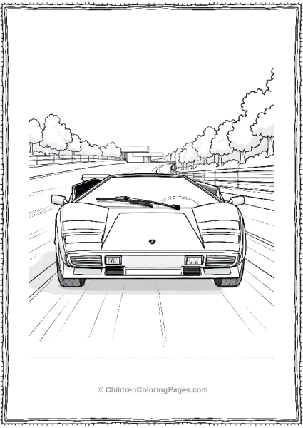 A Front View Of A Lamborghini Countach Free PDF Printable