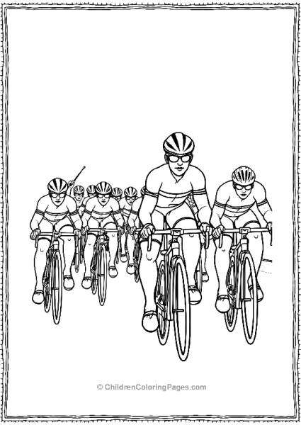 A Group Of Cyclists Riding In A Pack During A Competition Free PDF Printable