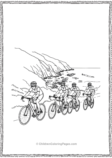 A Group Of Cyclists Riding In Unison Free PDF Printable