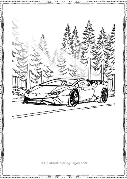 A Lamborghini Asterion Driving Through A Dense Forest Free PDF Printable