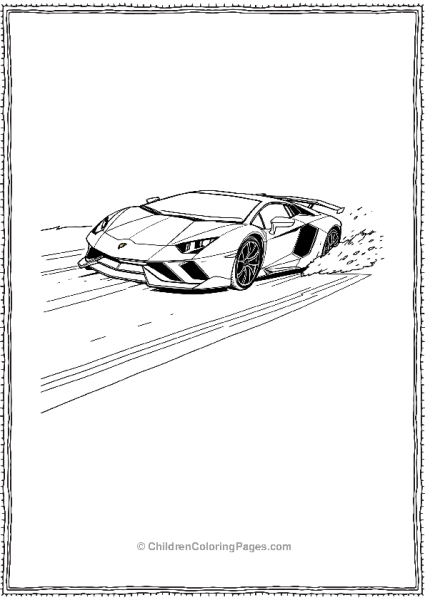 A Lamborghini Aventador Skidding On A Snowy Road Free PDF Printable