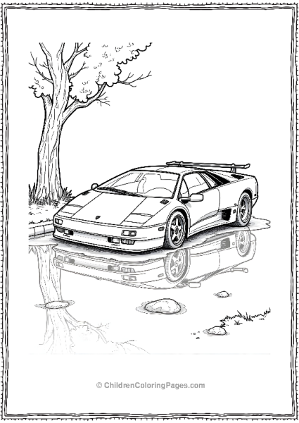 A Lamborghini Diablo Reflected Free PDF Printable