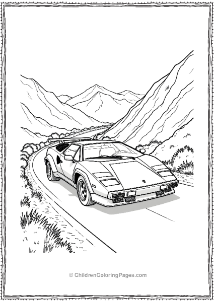 A Lamborghini Jalpa Cruising Down A Curvy Mountain Free PDF Printable