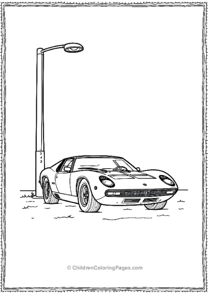 A Lamborghini Miura Parked Under A Streetlight Free PDF Printable