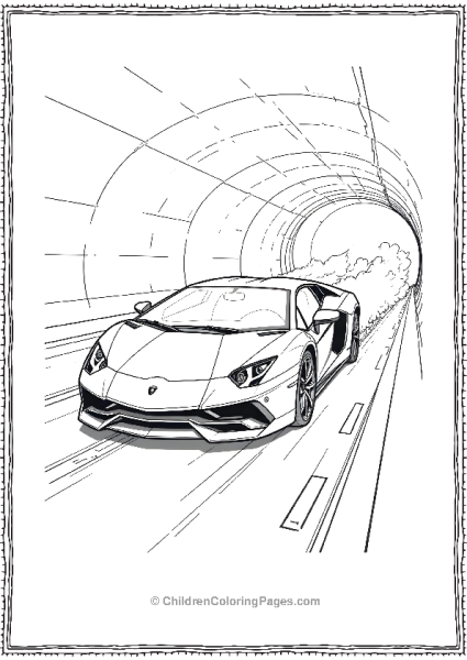 A Lamborghini Sian Accelerating Into A Tunnel Draw Free PDF Printable