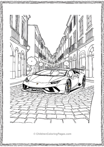 A Lamborghini Sian Driving Through Cobblestone Free PDF Printable