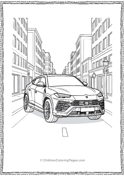 A Lamborghini Urus Driving Through A Busy City Free PDF Printable