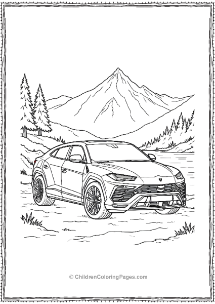 A Lamborghini Urus Parked Next To A Mountain Lake Free PDF Printable