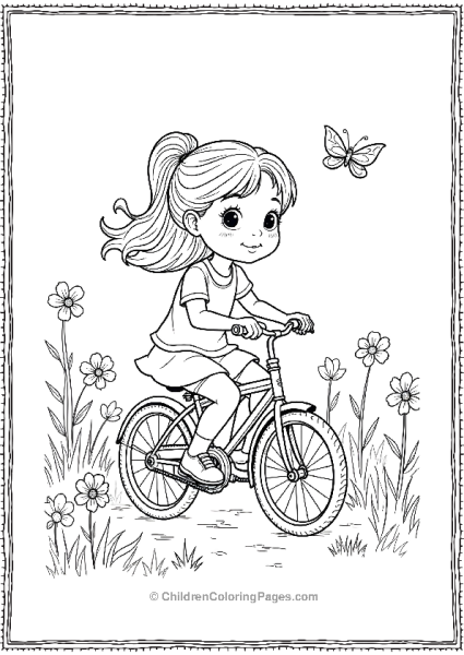 A Little Girl Riding A Bicycle Through A Field Free PDF Printable