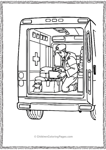 A Medic Loading Supplies In Ambulance Free PDF Printable