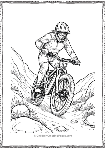 A Mountain Biker Navigating Bumpy Terrain Free PDF Printable