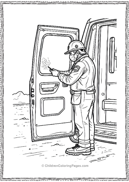 A Paramedic Disinfecting An Ambulance Free PDF Printable