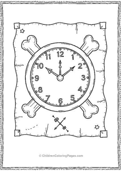 A Pirate Themed Clock Featuring Crossed Bones Free PDF Printable