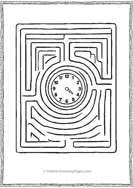 A Round Clock In A Simple Maze Free PDF Printable