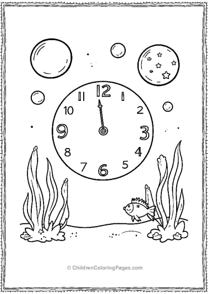 A Simple Clock Surrounded By Big Round Bubbles Free PDF Printable