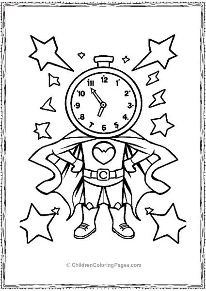 A Superhero Clock Wearing A Cape Free PDF Printable