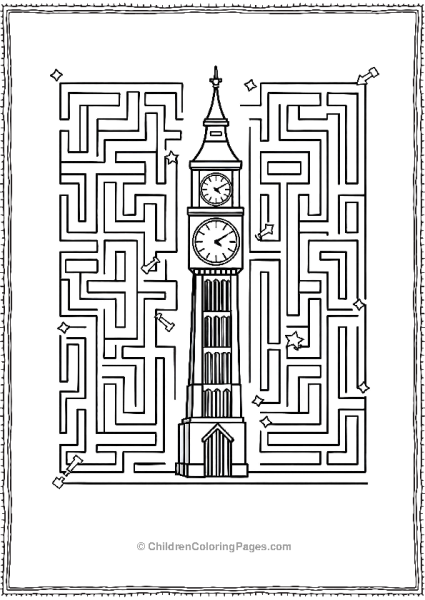 A Tall Clock Tower In A Mazelike Geometry Free PDF Printable