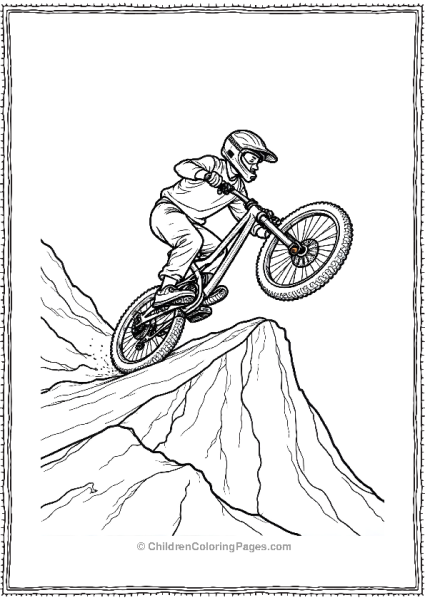 A Mountain Biker Riding On A Zigzag Trail Free PDF Printable