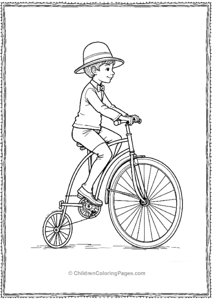 A Penny Farthing Bicycle With A Rider Wearing An Old Fashioned Outfit Free PDF Printable