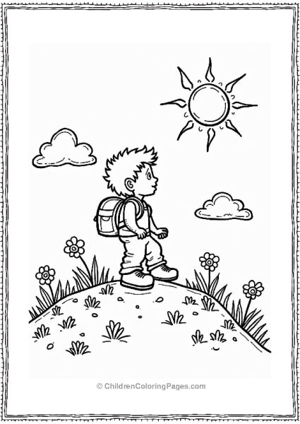 Adventurer Climbing A Sunny Hill Free PDF Printable