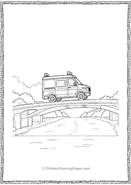 Ambulance Crossing A Bridge At Night Free PDF Printable