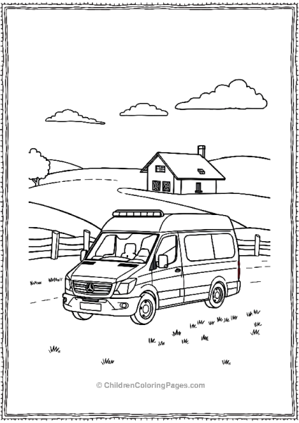 Ambulance In Front Of Farmhouse Free PDF Printable