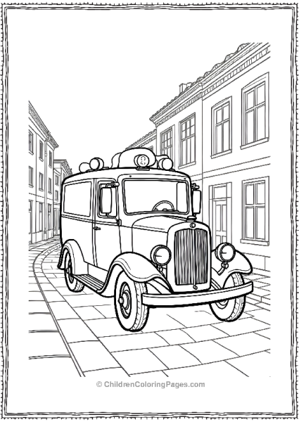 Ambulance Of 1930s Drving On Cobble Stone Free PDF Printable