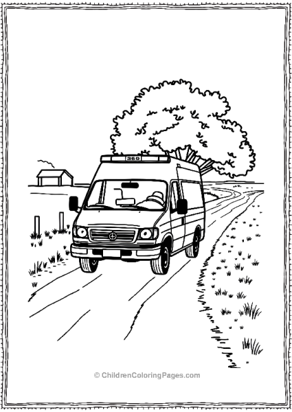 Ambulance On A Dirt Road Free PDF Printable