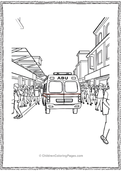 Ambulance Passing Through Busy Streets Free PDF Printable