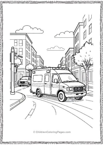 Ambulance Rushing Through A Busy Intersection Free PDF Printable